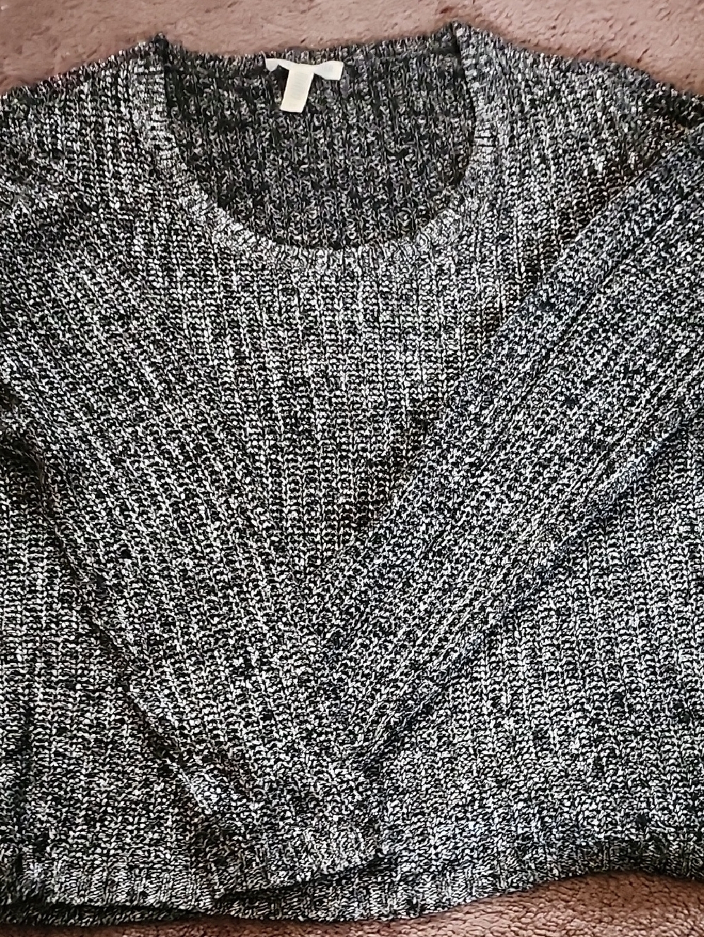 Eileen Fisher Black & White Marled Crewneck Sweater